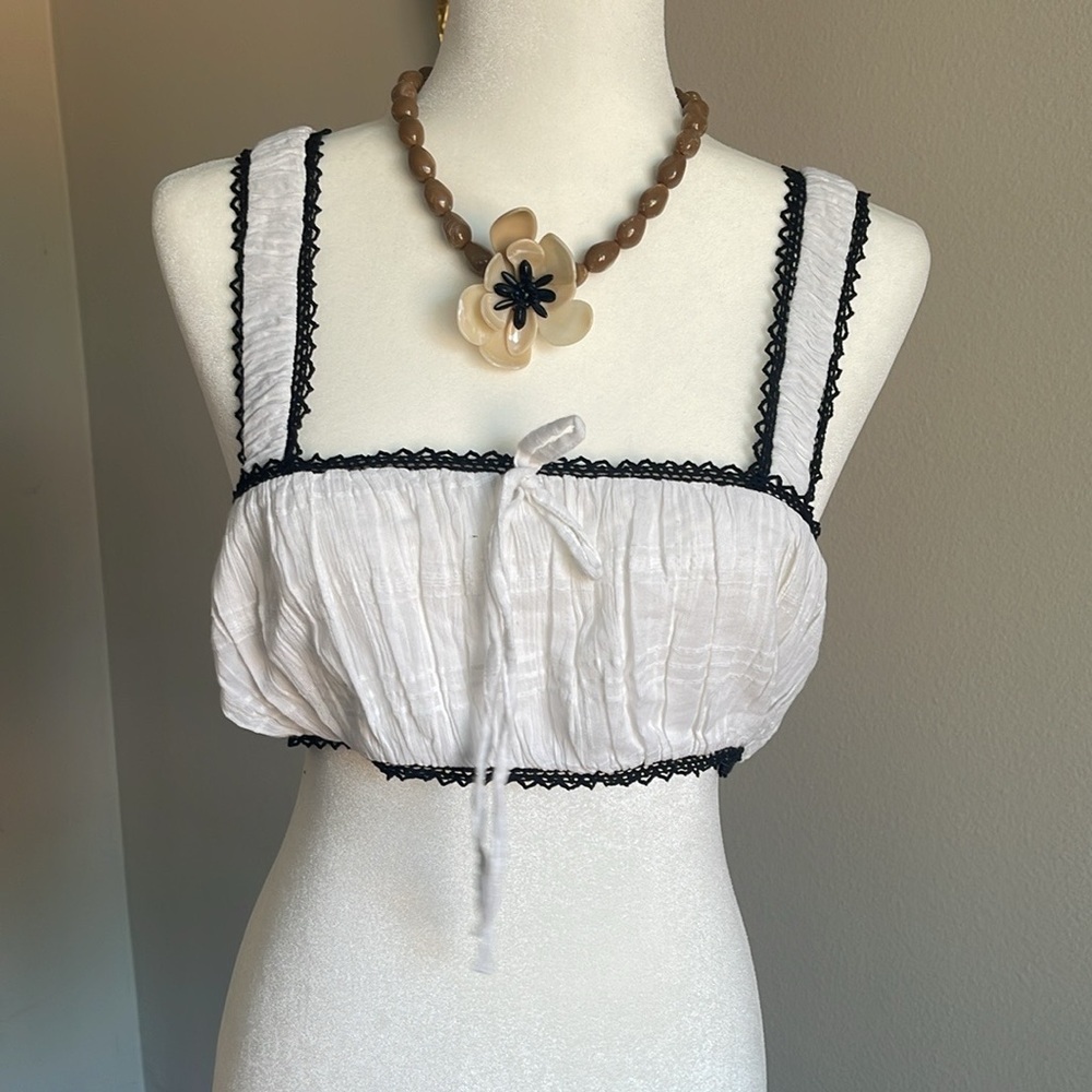 NEW Free People White and Black Women's Top Size L